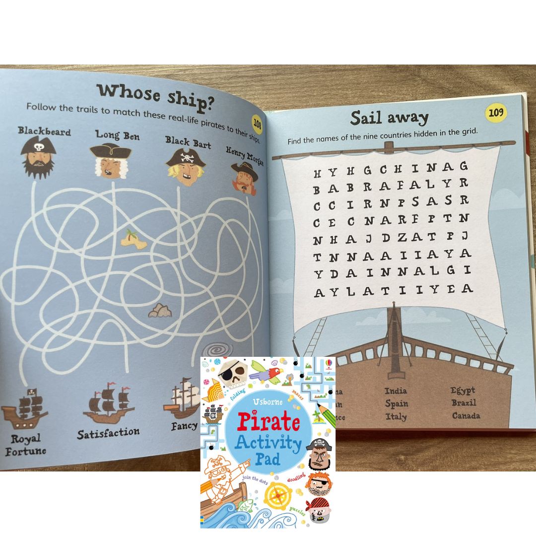 Usborne PIRATE Activity Pad (Tear-off pages, brand new Softcover, 6.1 by 7.7 inches)