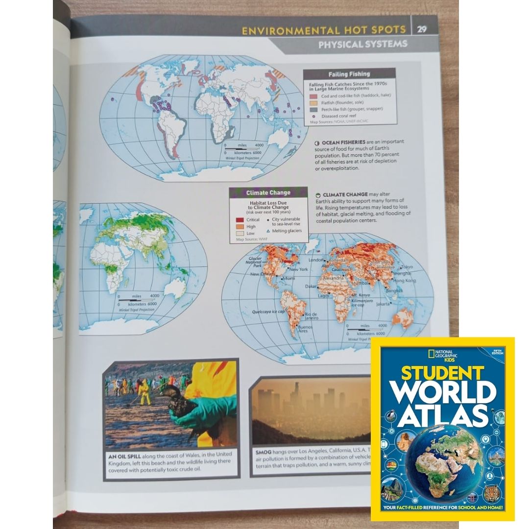NATGEO National Geographic Kids: Student World Atlas, 5th Edition (USED/Preloved book, Paperback, with slight folds)