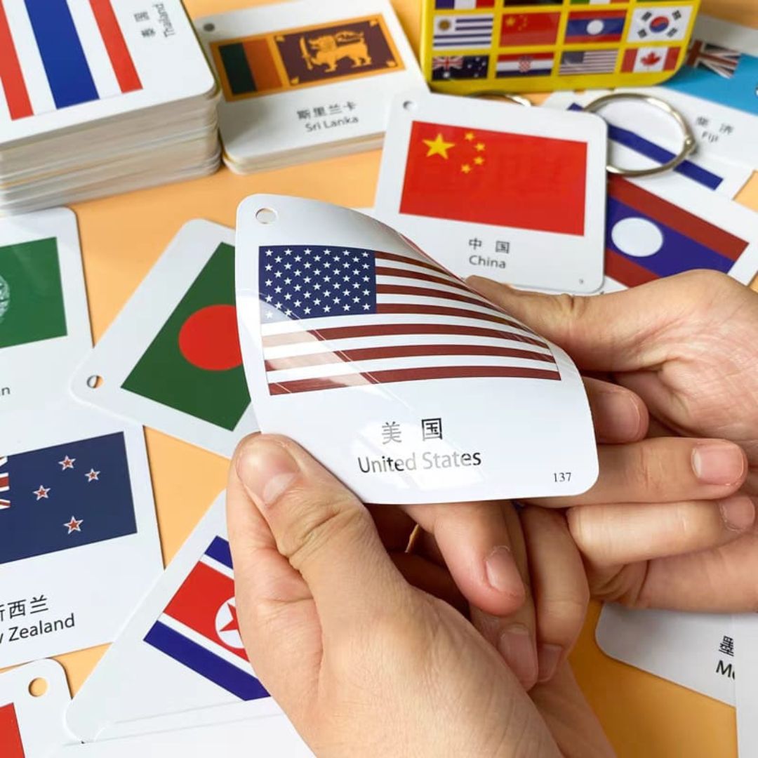 World Flags Flashcards for Kids | 160-Piece Educational Flag Cards | Early Learning Geography Set (Chinese text, brand new)