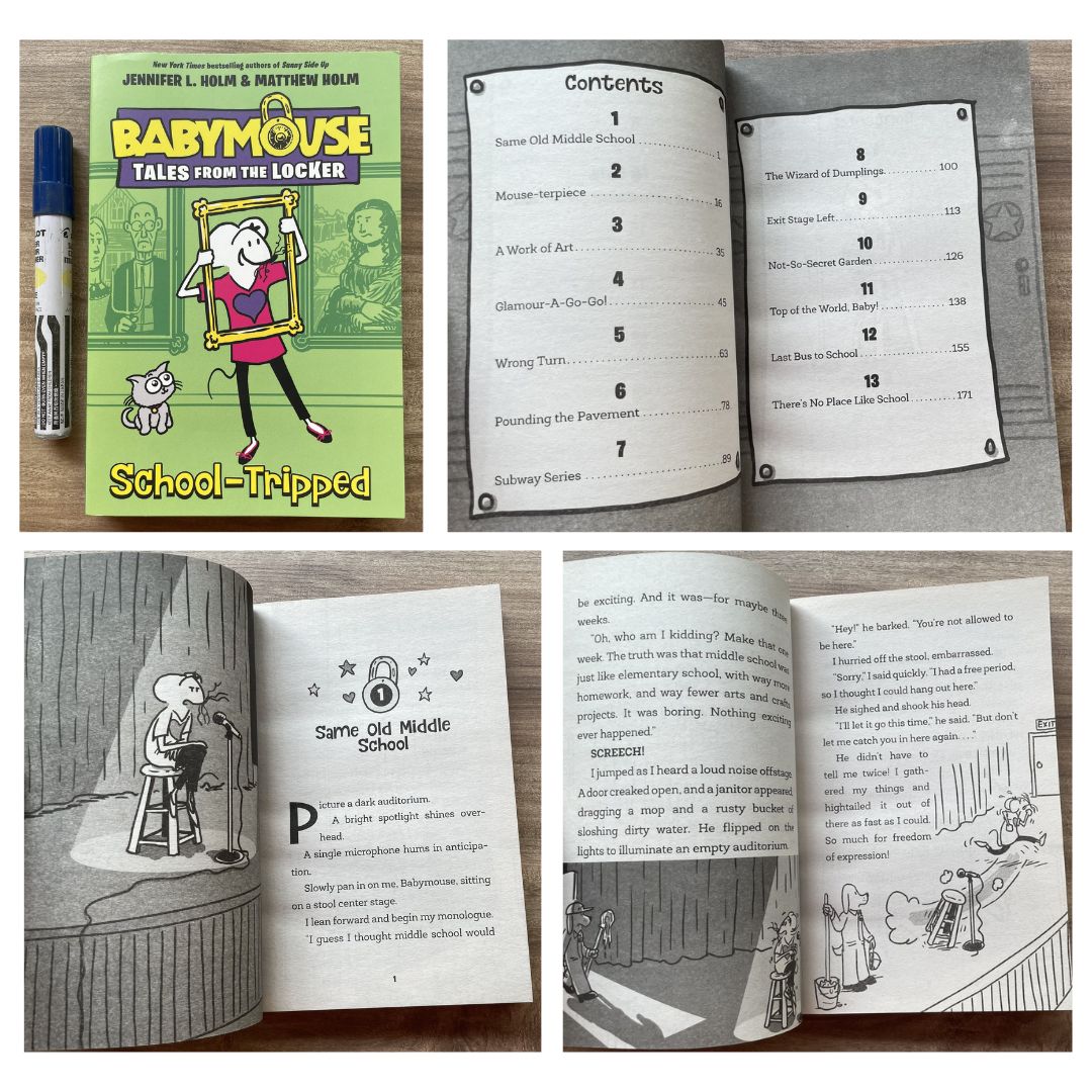 Babymouse Tales from the Locker (3 book series) - brand new softcover chapter books, NO box, with slight dents on the book cover