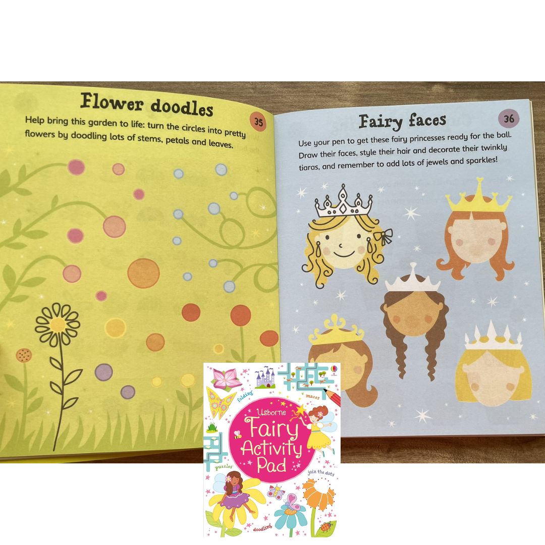 Usborne FAIRY Activity Pad (Tear-off pages, brand new Softcover, 6.1 by 7.7 inches, with SLIGHT FOLDS)