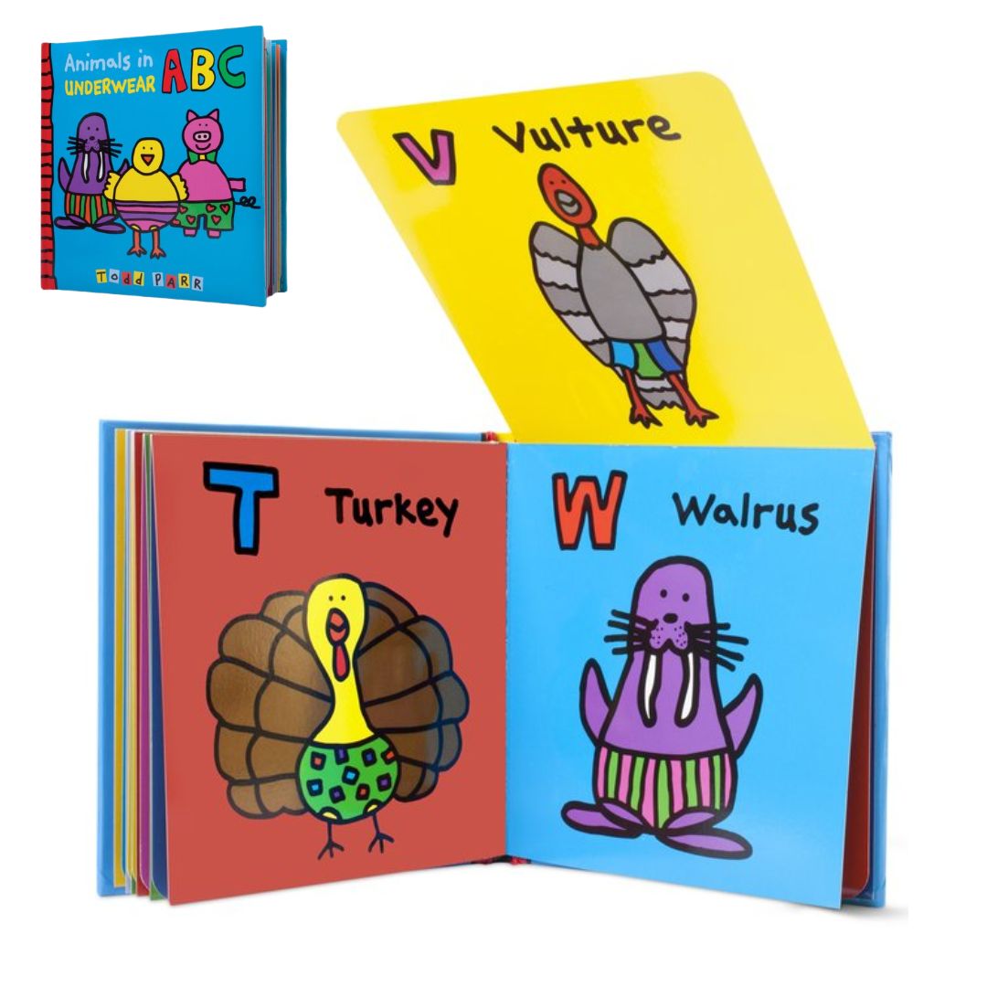 Animals in Underwear ABC (by Todd Parr) A lift-the-flap HARDCOVER (brand new, with SLIGHT DENTS on book cover)