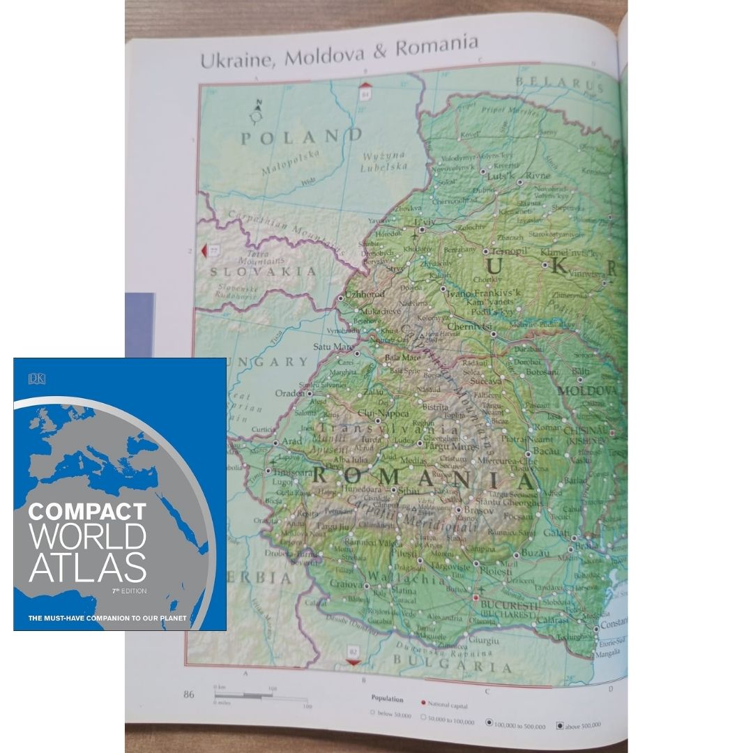 DK Compact World Atlas (USED book, softcover, with slight folds on book cover)