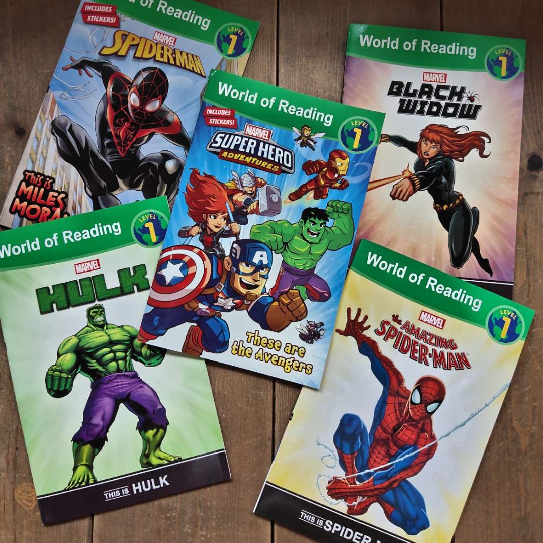 [With damage on some book pages, pls. see photos] World of Reading AVENGERS (17 books) (brand new softcover, no box) - Thor Iron Man Spiderman Hulk Captain America etc