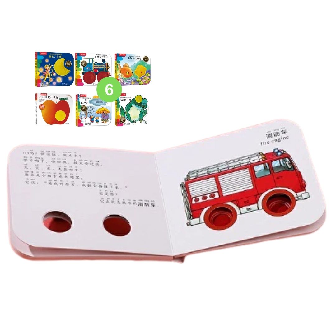 Montessori Early Learning Touch-and-Feel, Pull-Tab & Interactive Design, Sensory & Cognitive Development Picture Board Books for Babies and Toddlers (6 books) [Mandarin (Simplified Chinese Text) with Pinyin]