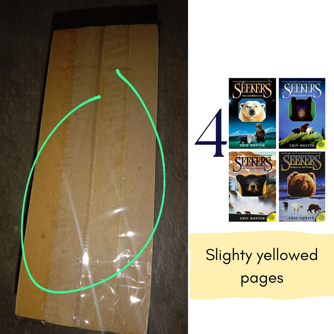 Seekers (4 books) brand new softcover, no box, slightly yellowed pages and slight folds on book cover (The Quest Begins / Great Bear Lake / The Last Wilderness / Spirits in the Stars)