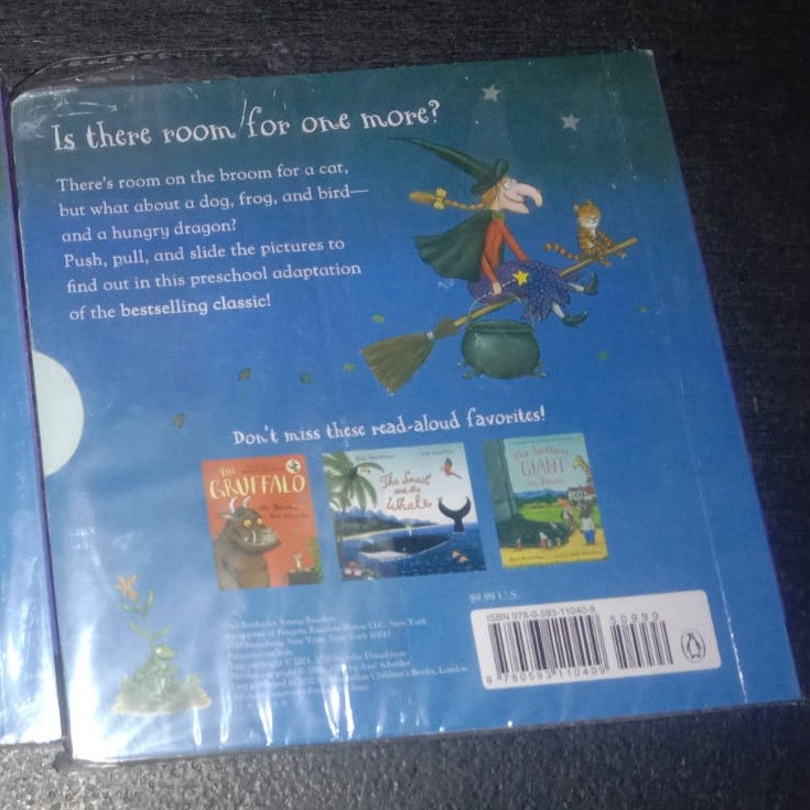 Room on the Broom by Julia Donaldson (A Push Pull and Slide Board Book) brand new, with SLIGHT DENTS on book cover
