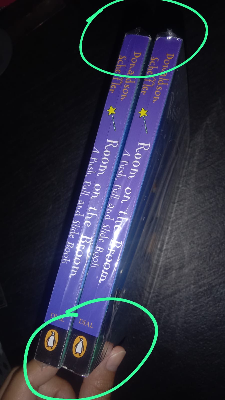 Room on the Broom by Julia Donaldson (A Push Pull and Slide Board Book) brand new, with SLIGHT DENTS on book cover