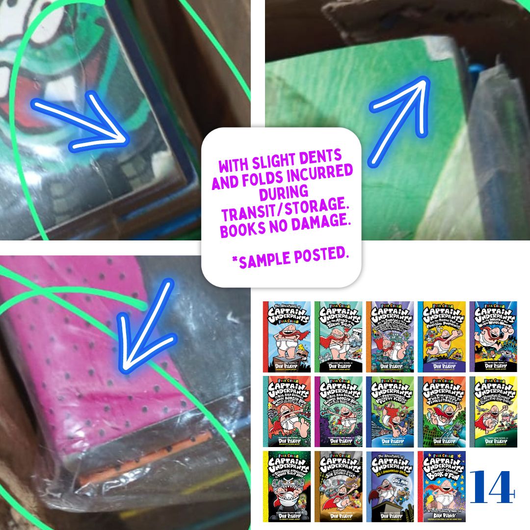 Captain Underpants (COLORED) 14 books softbound, brand new, NO BOX, with SLIGHT DENTS and FOLDS