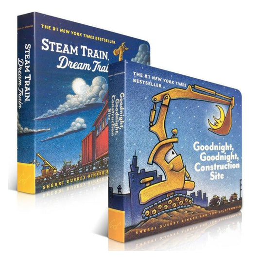 Goodnight, Goodnight, Construction Site / Steam Train Dream Train (2 board books) box w/slight dents