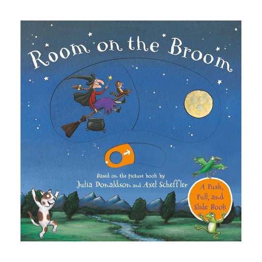 Room on the Broom by Julia Donaldson (A Push Pull and Slide Board Book) brand new, with SLIGHT DENTS on book cover