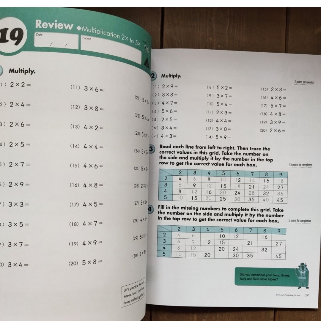 Kumon Math Workbooks for Grade 3 (3 books) Division/ Additional and Subtraction / Multiplication