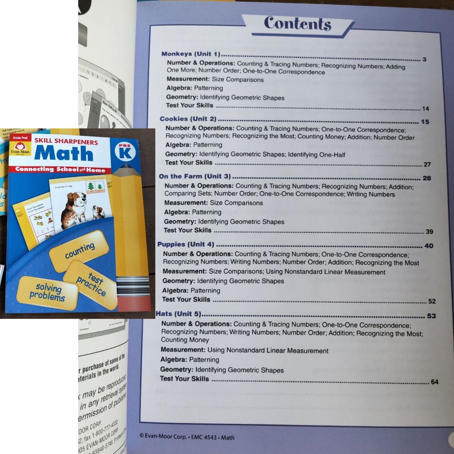 Evan Moor Skill Sharpener Workbooks (7 books) PreKINDER