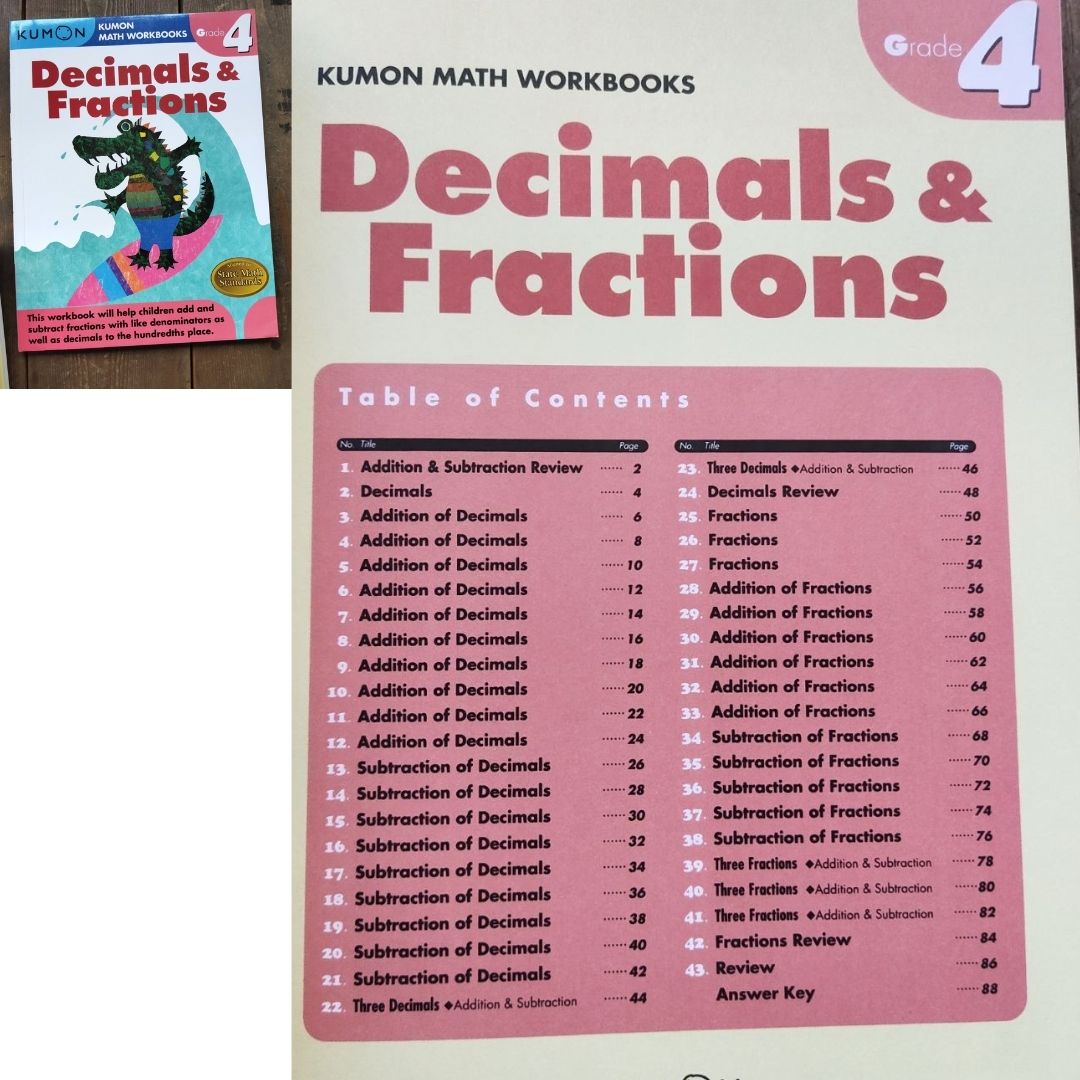 Kumon Math Workbooks for Grade 4 (3 books) Division/ Multiplication/Decimals & Fractions 3 books