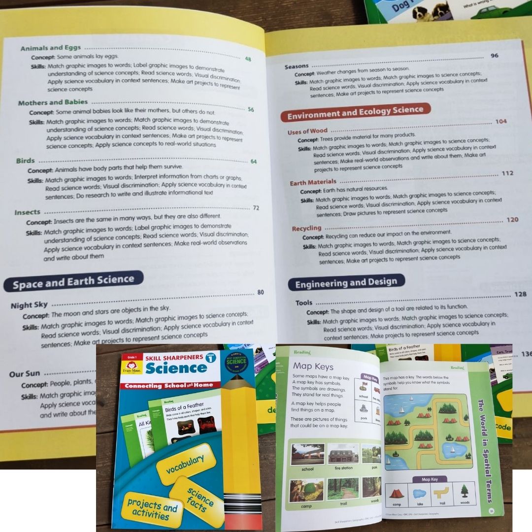 Evan Moor Skill Sharpener Workbooks (7 books) GRADE ONE