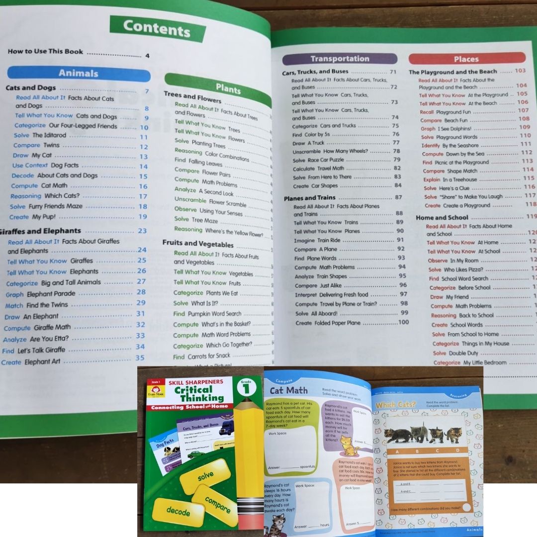 Evan Moor Skill Sharpener Workbooks (7 books) GRADE ONE