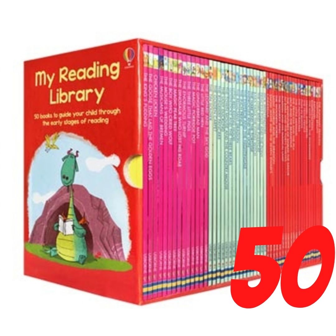 Usborne Second Reading Library (50 books, red box) BOX WITH SLIGHT DENTS
