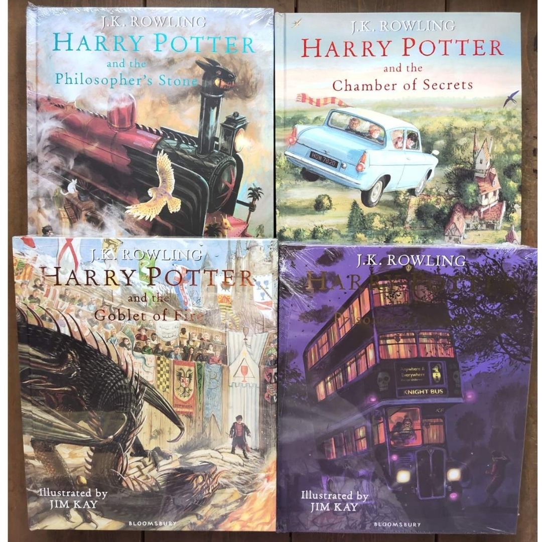 Harry Potter Illustrated Edition (4 Books) Collection - brand new hardcover, slight dents on book cover