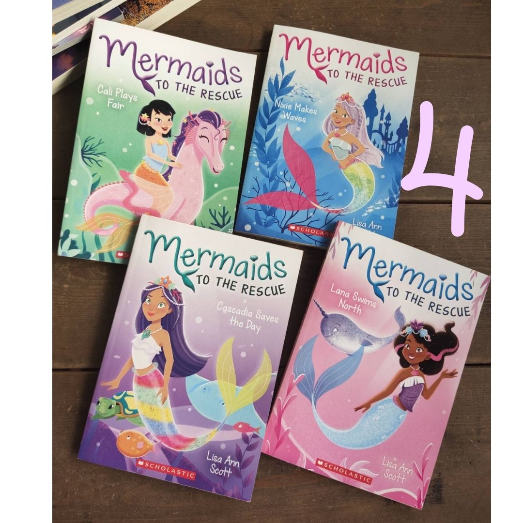 Mermaids to the Rescue (4 books) no box, brand new softcover