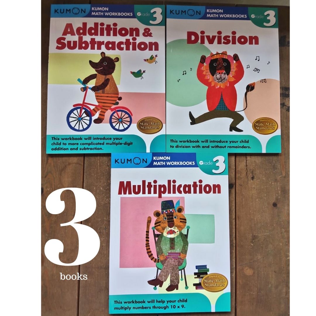 Kumon Math Workbooks for Grade 3 (3 books) Division/ Additional and Subtraction / Multiplication