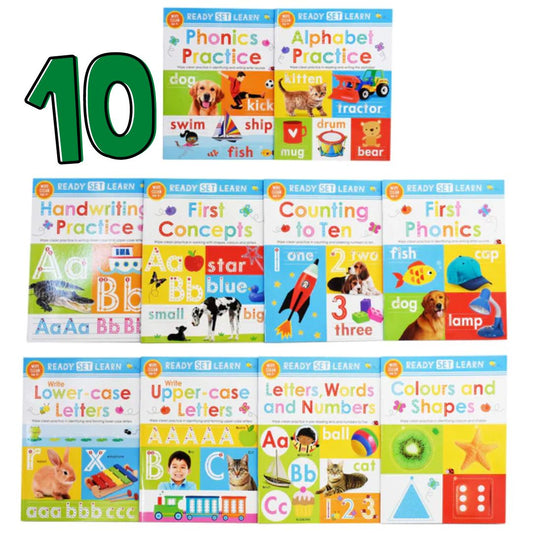 READY SET LEARN Wipe Clean books (10 books)