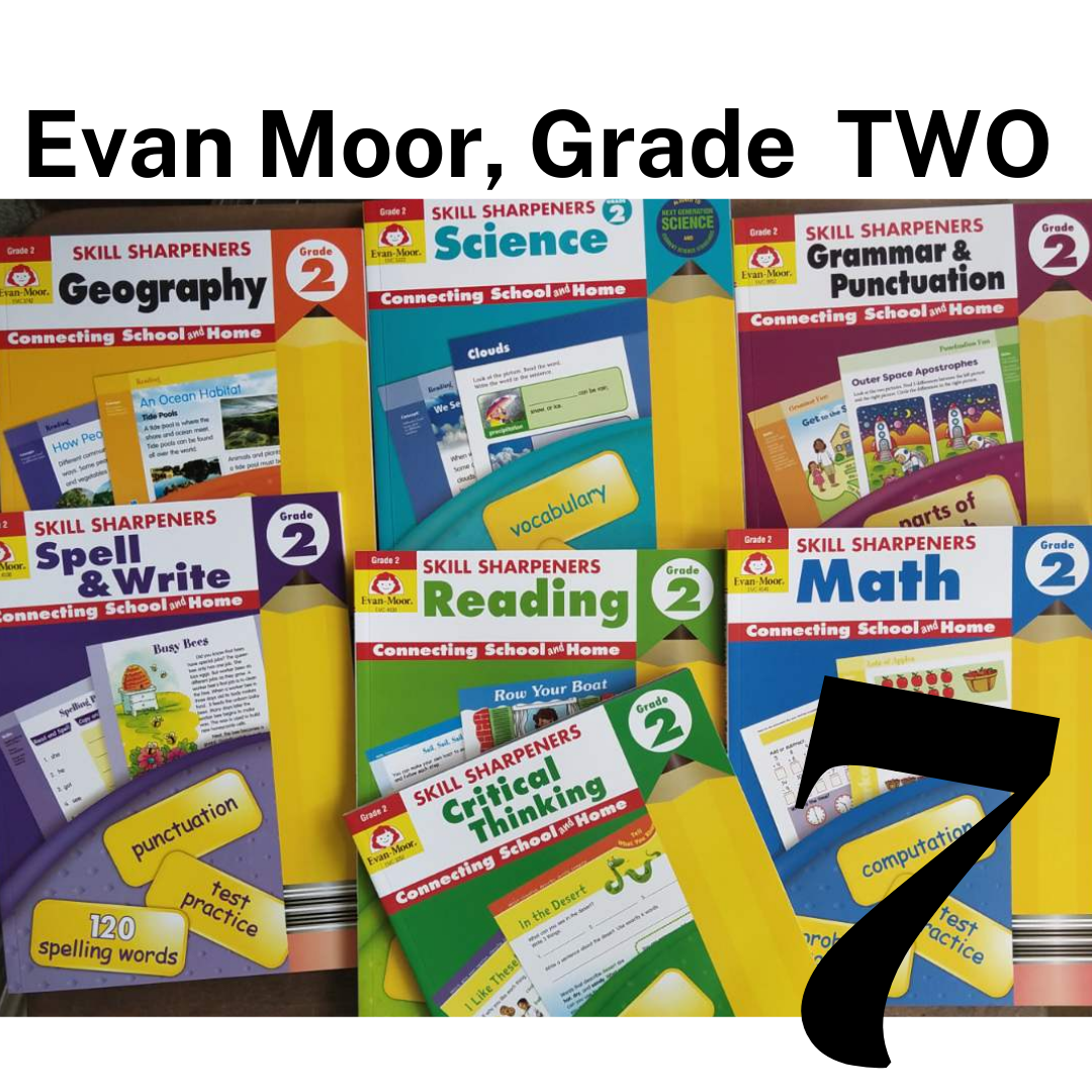 Evan Moor Skill Sharpener Workbooks (7 books) GRADE 2