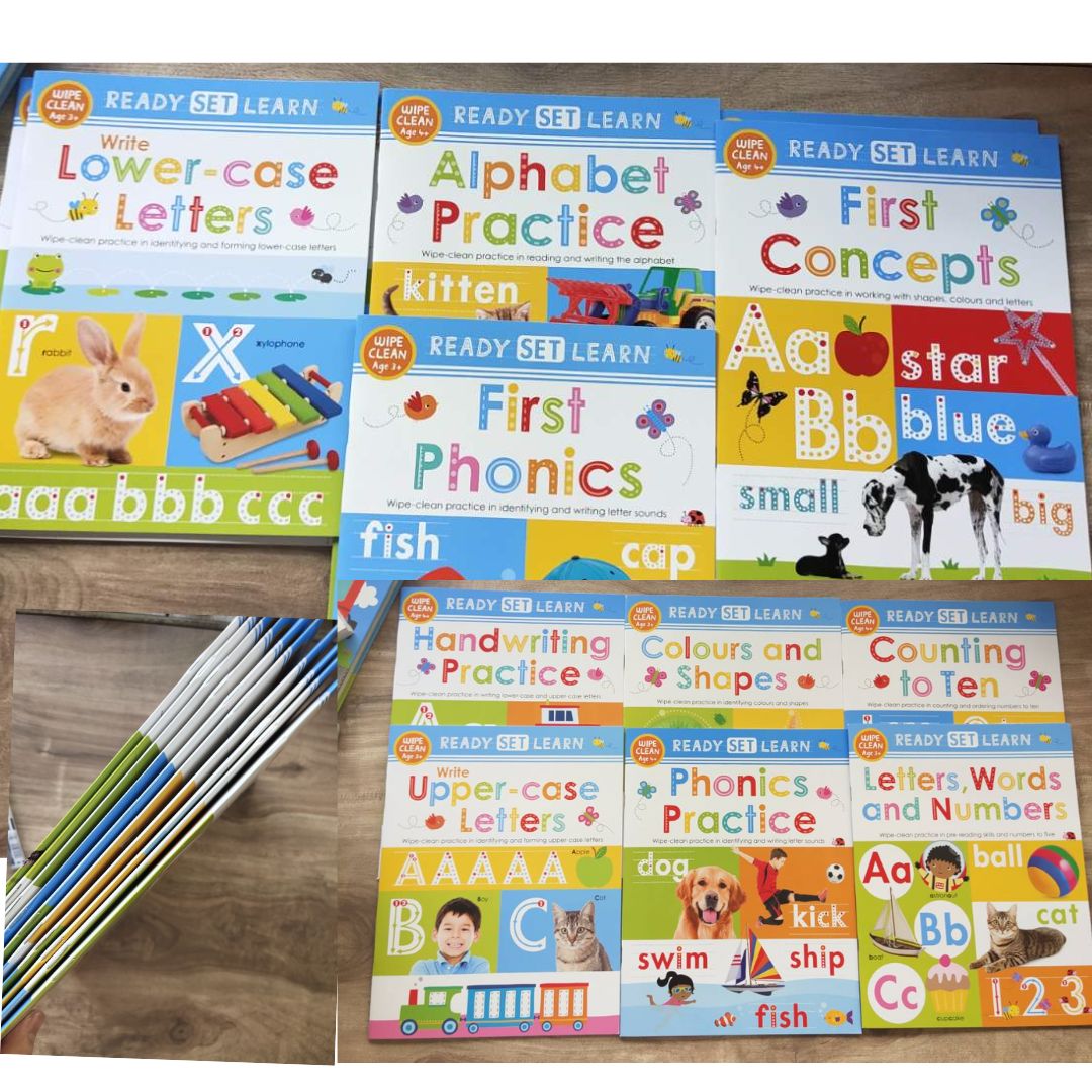 READY SET LEARN Wipe Clean books (10 books)