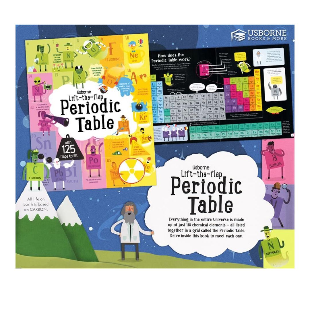Usborne Lift-the-flap PERIODIC TABLE (brand new board book) - slight dents on book cover
