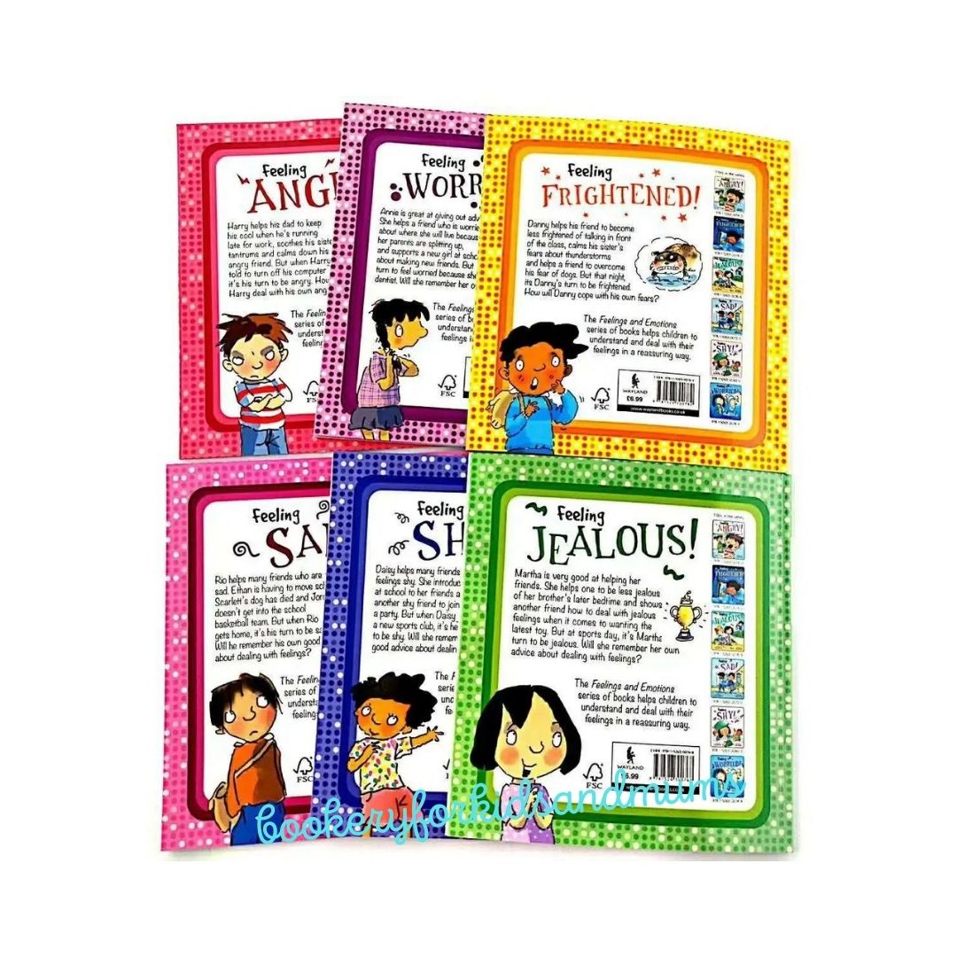 Feelings and Emotions by Katie Douglass (6 books) Sad, Jealous, Angry, Shy, Worried, Frightened (brand new softcover, no box)