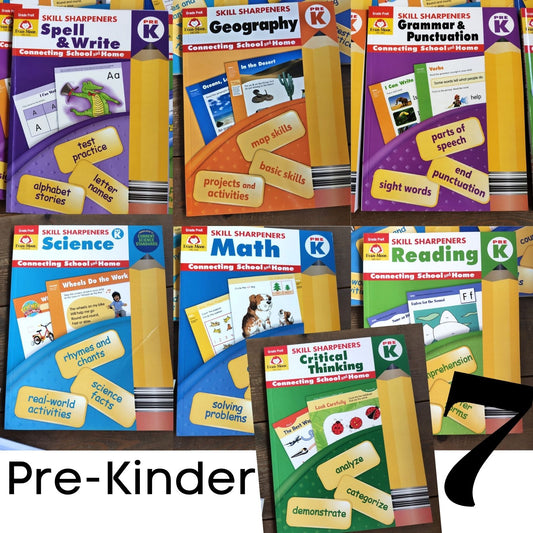 Evan Moor Skill Sharpener Workbooks (7 books) PreKINDER