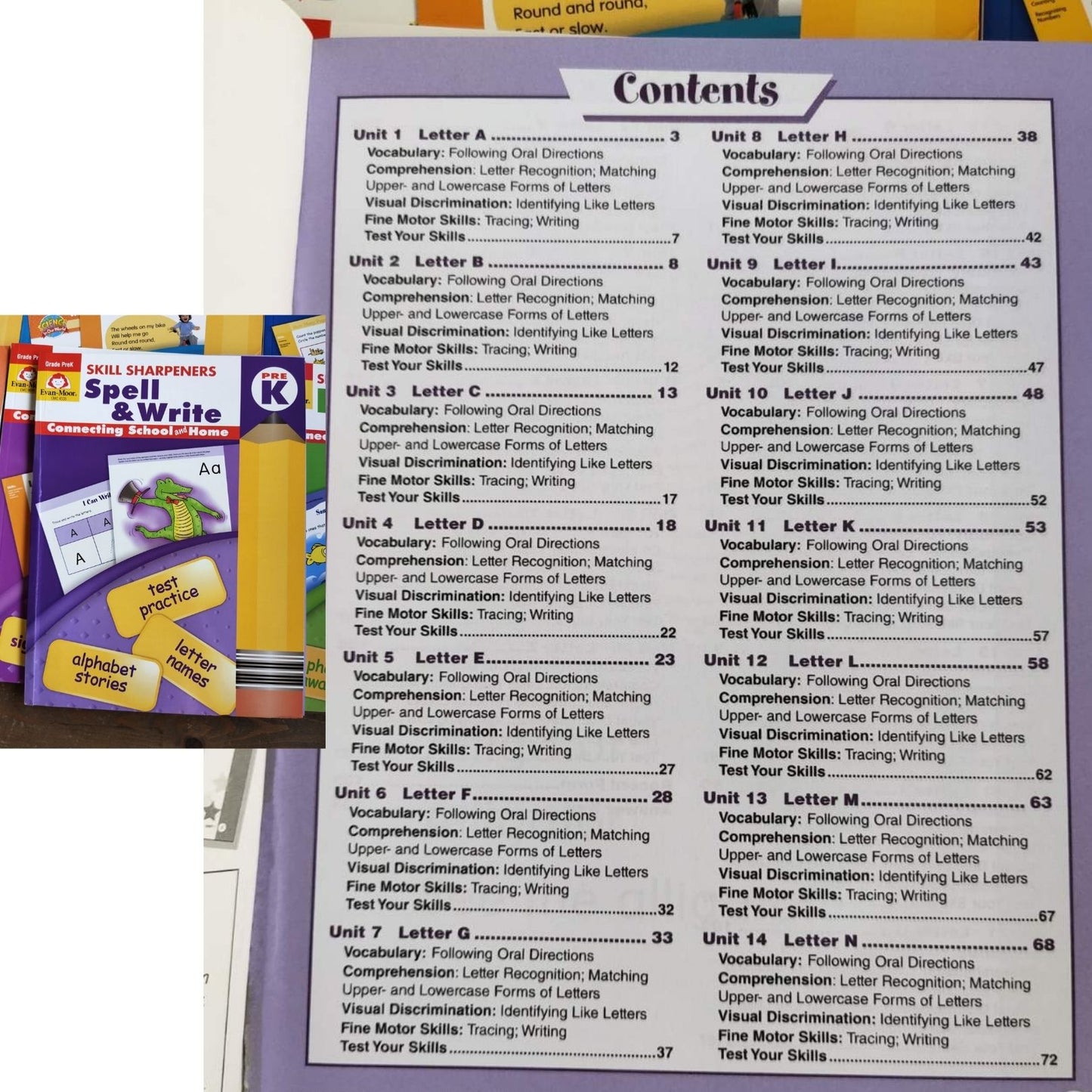 Evan Moor Skill Sharpener Workbooks (7 books) PreKINDER
