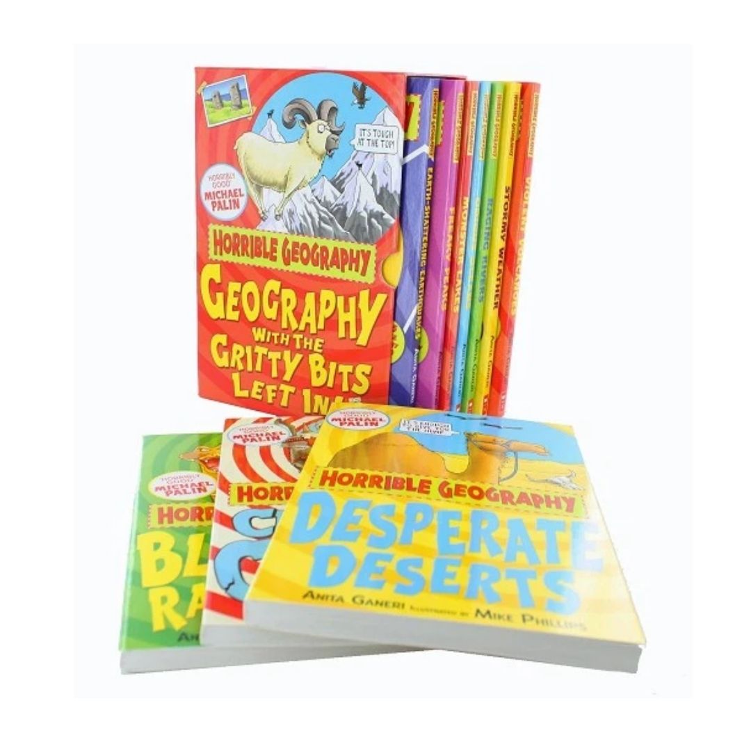 HORRIBLE GEOGRAPHY COLLECTION 10 BOOKS (box set) - box with slight dents/folds