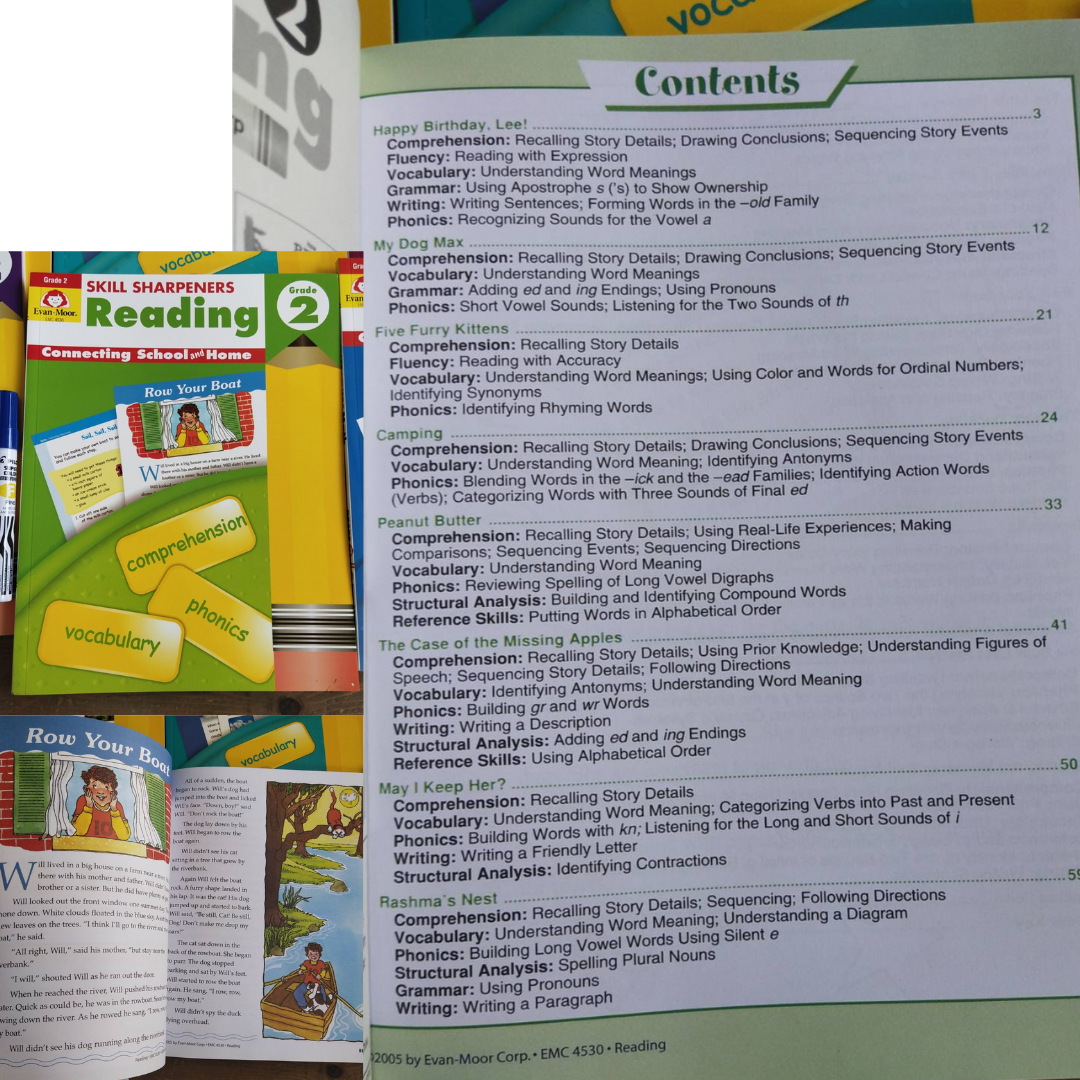 Evan Moor Skill Sharpener Workbooks (7 books) GRADE 2