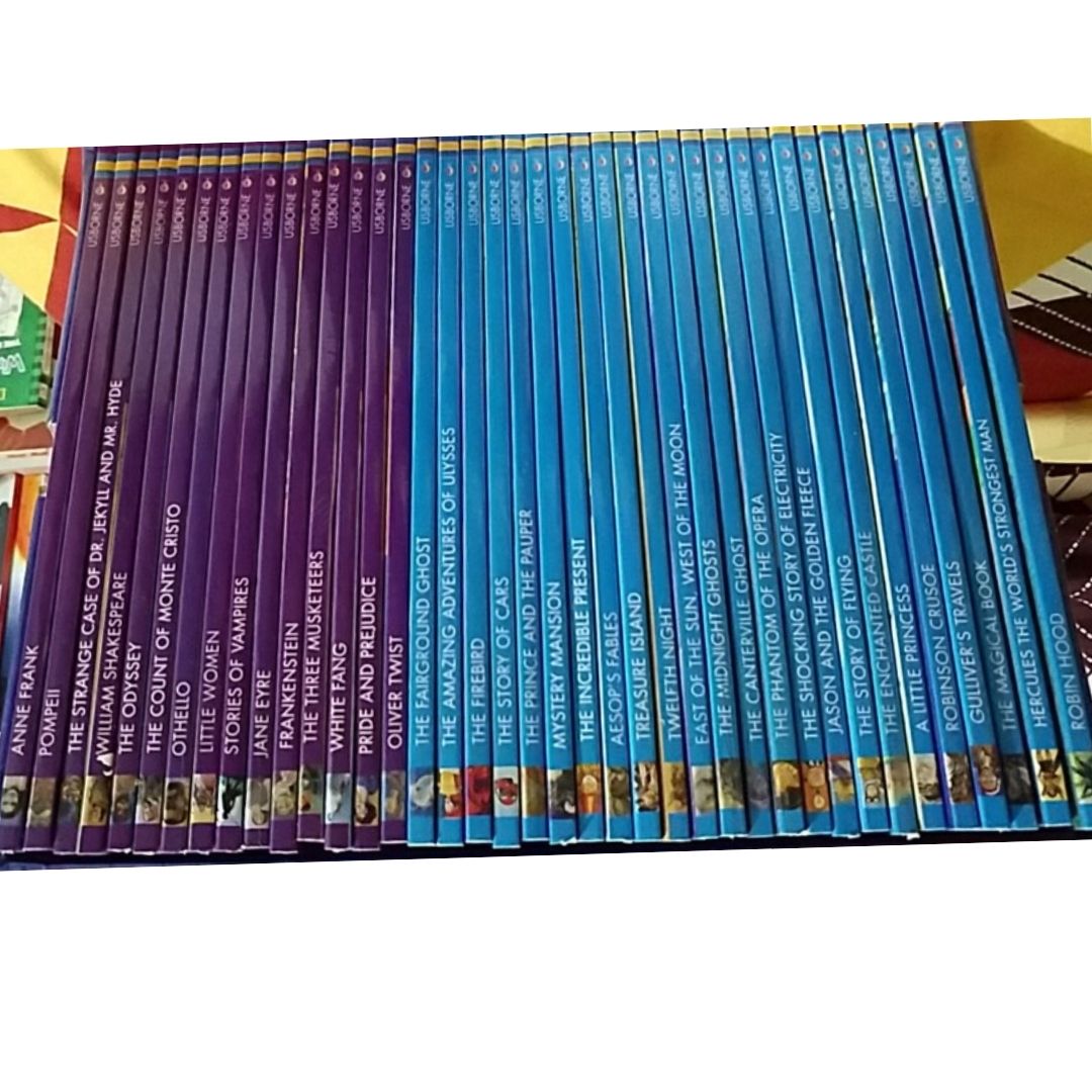 Usborne Reading Collection for Confident Readers, 40 brand new softcover books (violet box) BOX WITH DENTS