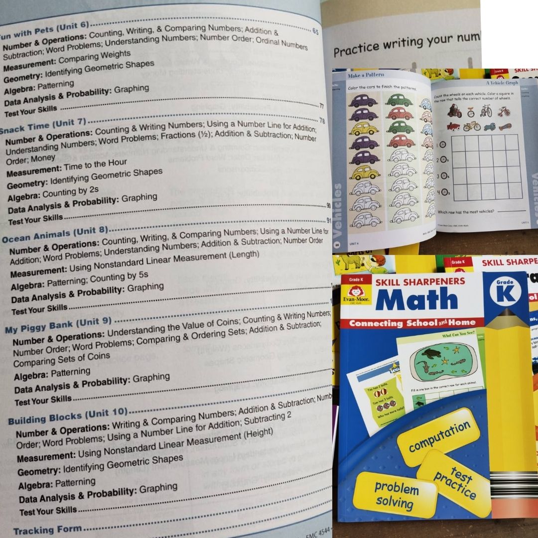 Evan Moor Skill Sharpener Workbooks (7 books) KINDER