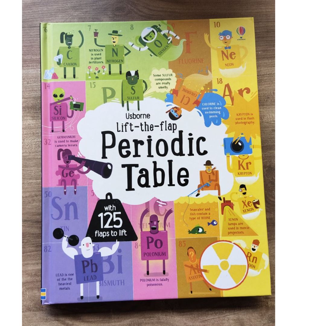 Usborne Lift-the-flap PERIODIC TABLE (brand new board book) - slight dents on book cover