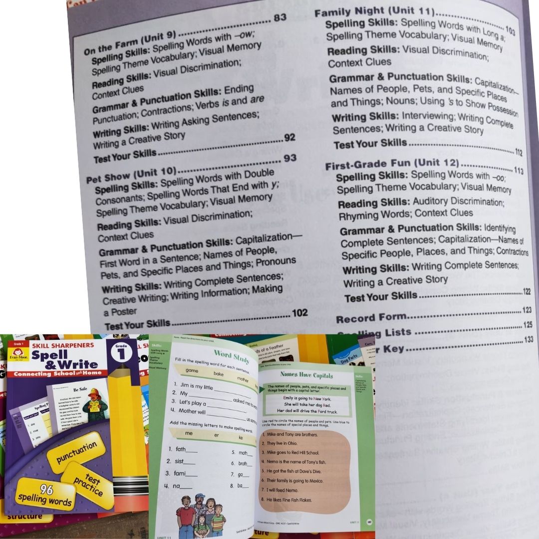 Evan Moor Skill Sharpener Workbooks (7 books) GRADE ONE