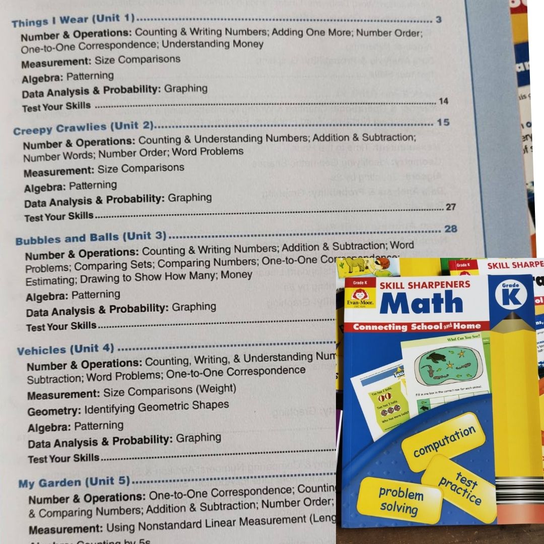Evan Moor Skill Sharpener Workbooks (7 books) KINDER