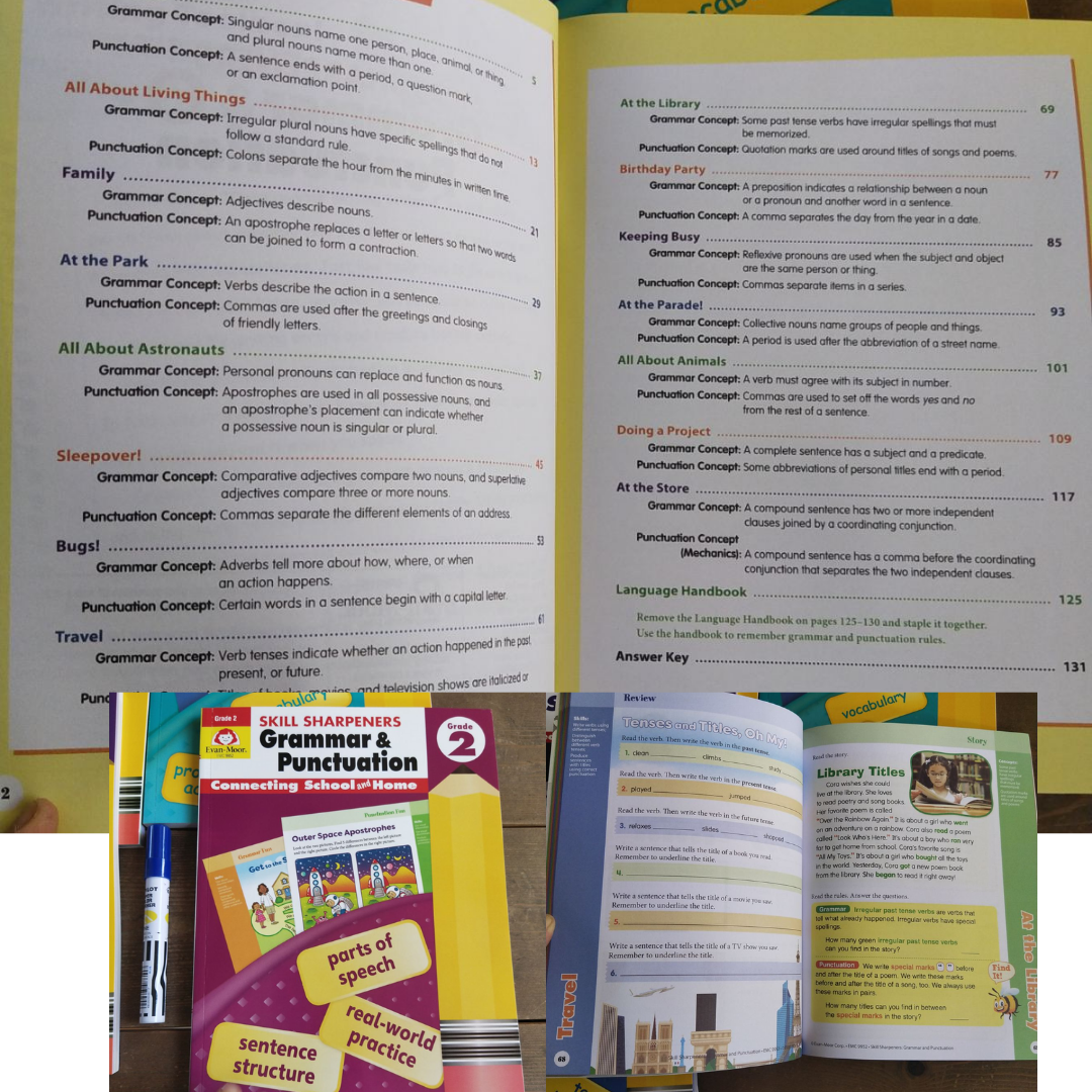 Evan Moor Skill Sharpener Workbooks (7 books) GRADE 2