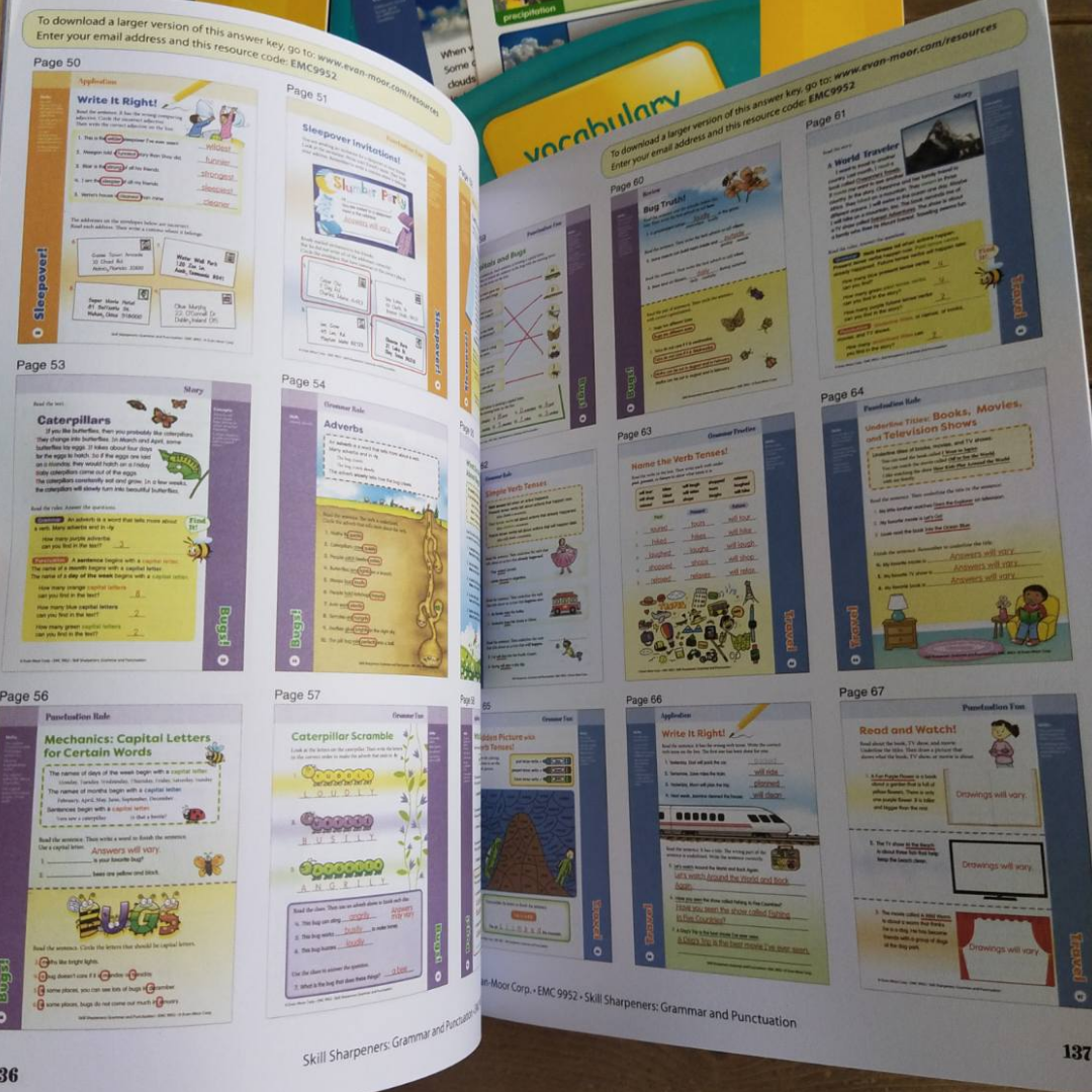 Evan Moor Skill Sharpener Workbooks (7 books) GRADE 2