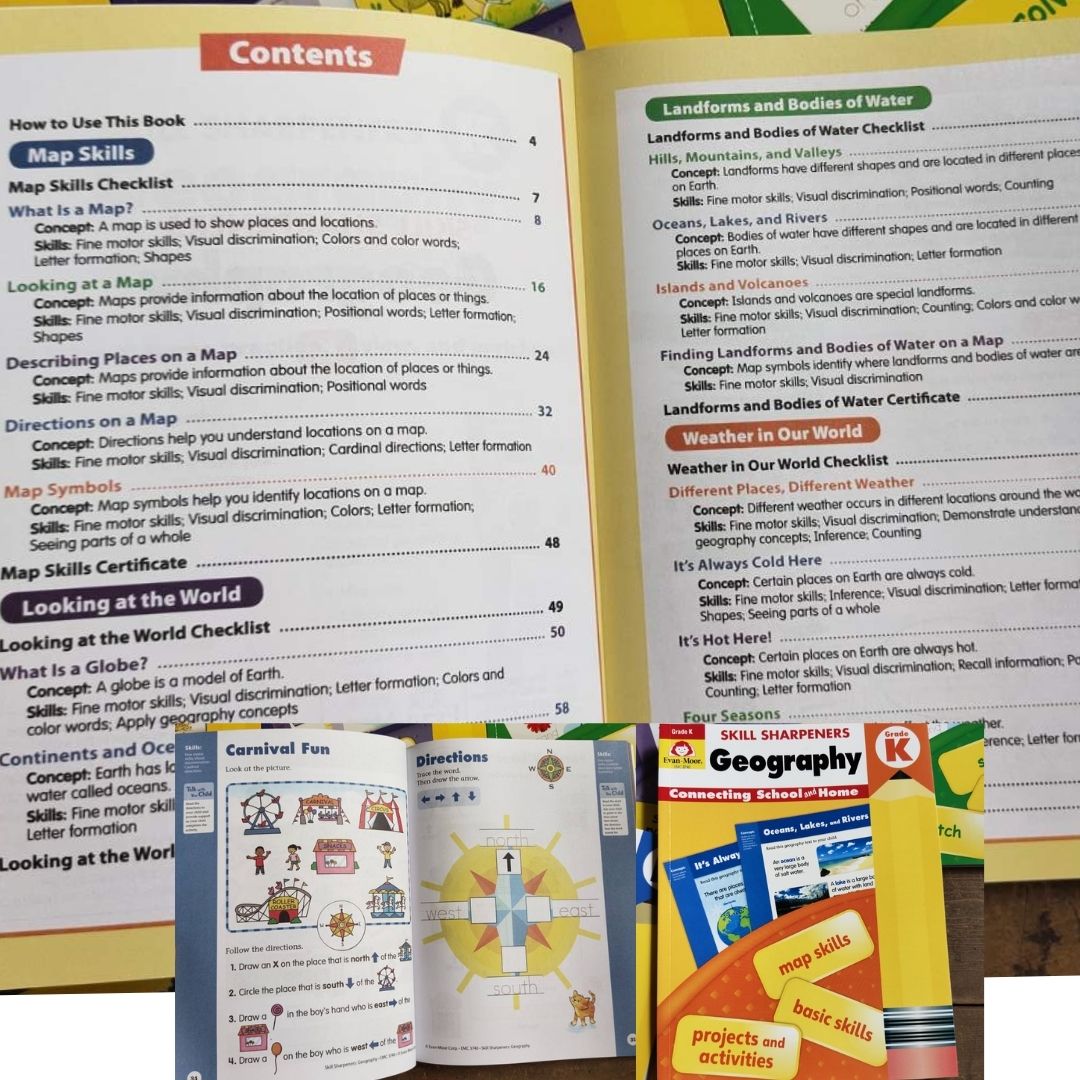 Evan Moor Skill Sharpener Workbooks (7 books) KINDER
