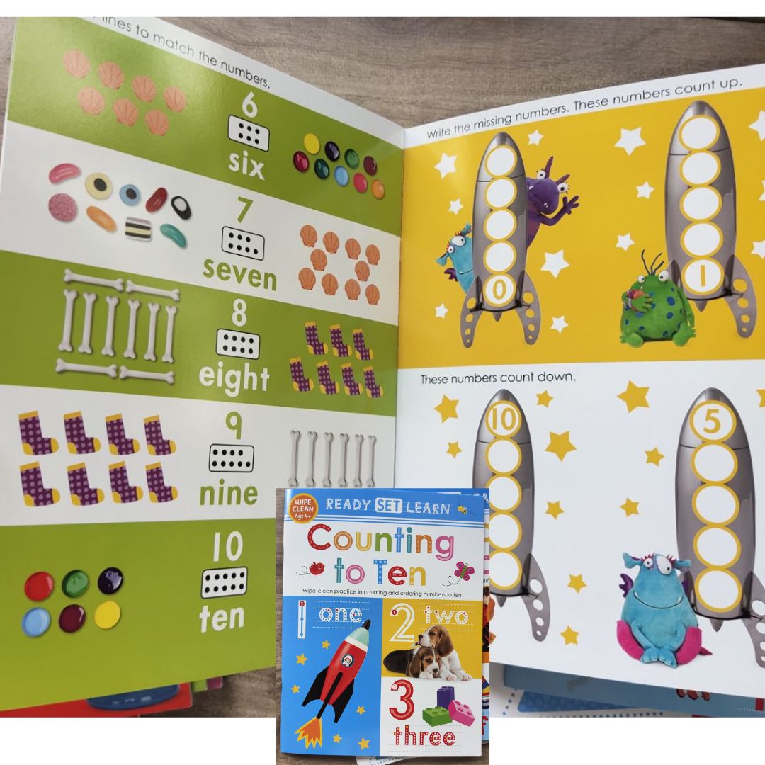 READY SET LEARN Wipe Clean books (10 books)