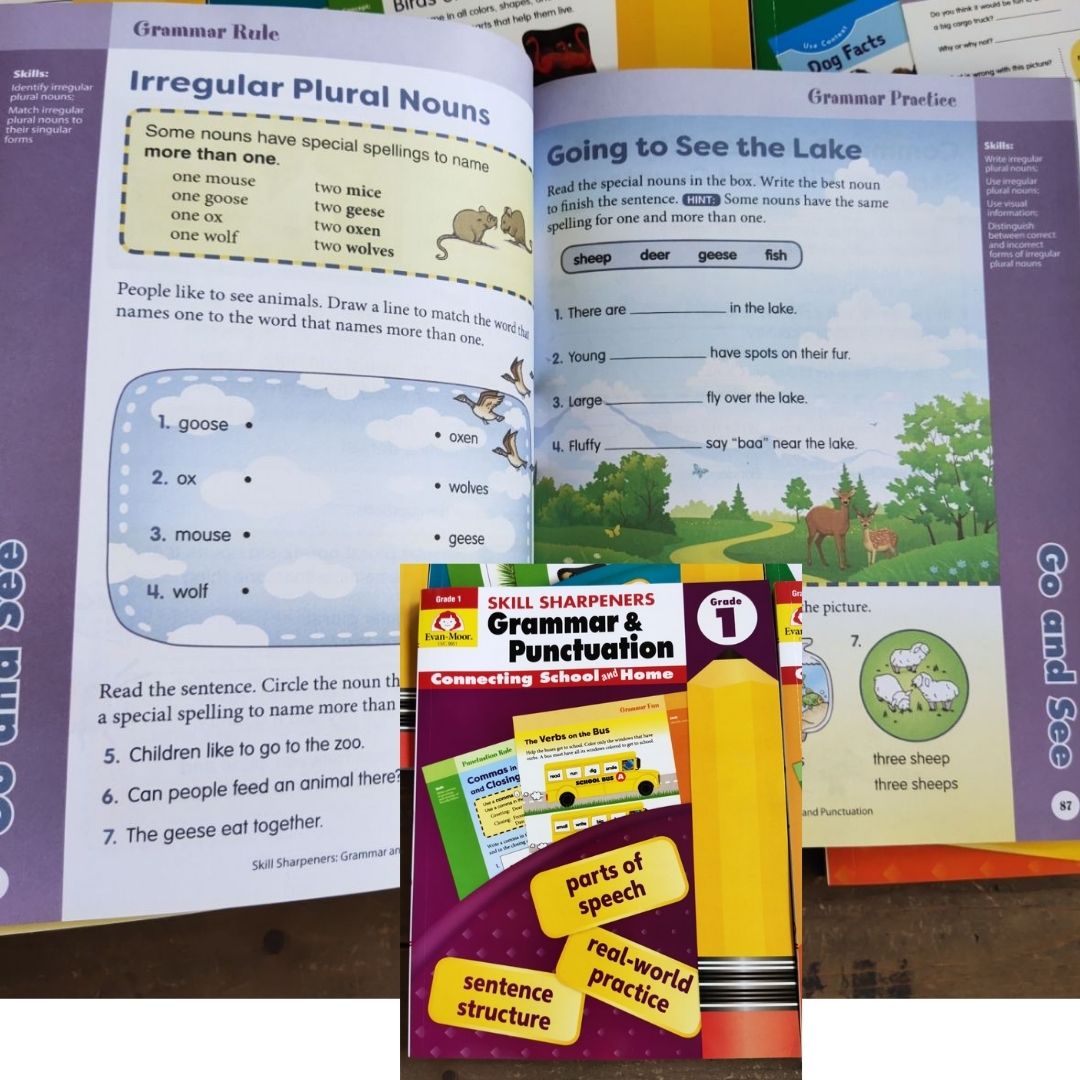 Evan Moor Skill Sharpener Workbooks (7 books) GRADE ONE