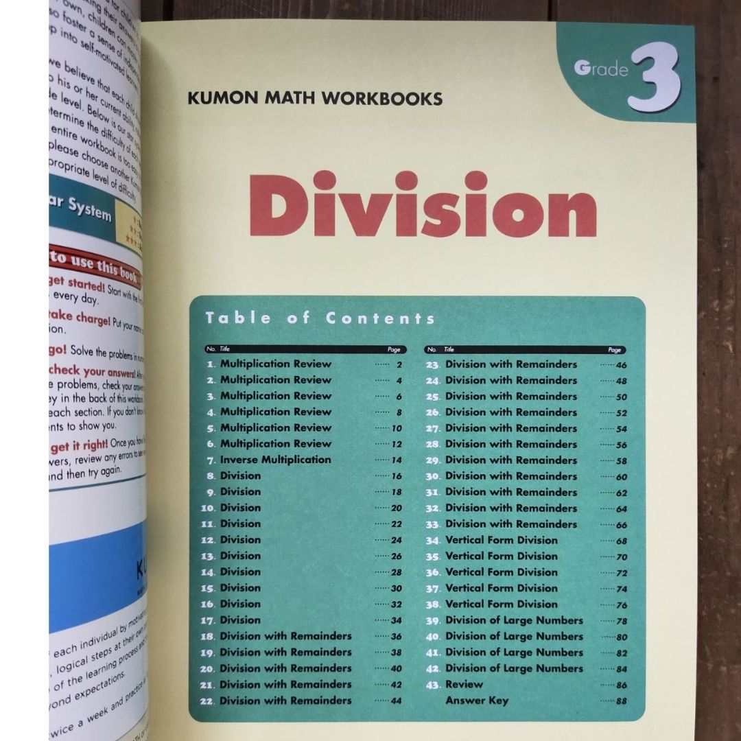Kumon Math Workbooks for Grade 3 (3 books) Division/ Additional and Subtraction / Multiplication