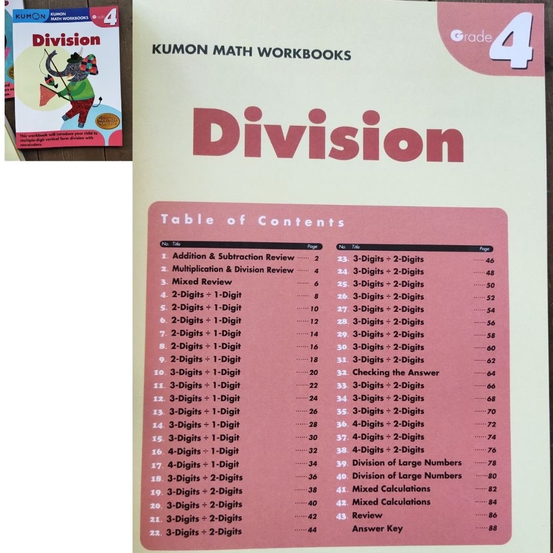 Kumon Math Workbooks for Grade 4 (3 books) Division/ Multiplication/Decimals & Fractions 3 books