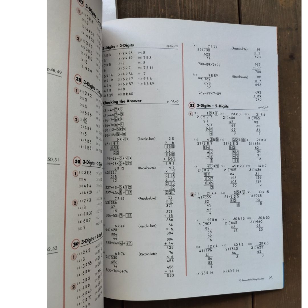 Kumon Math Workbooks for Grade 4 (3 books) Division/ Multiplication/Decimals & Fractions 3 books