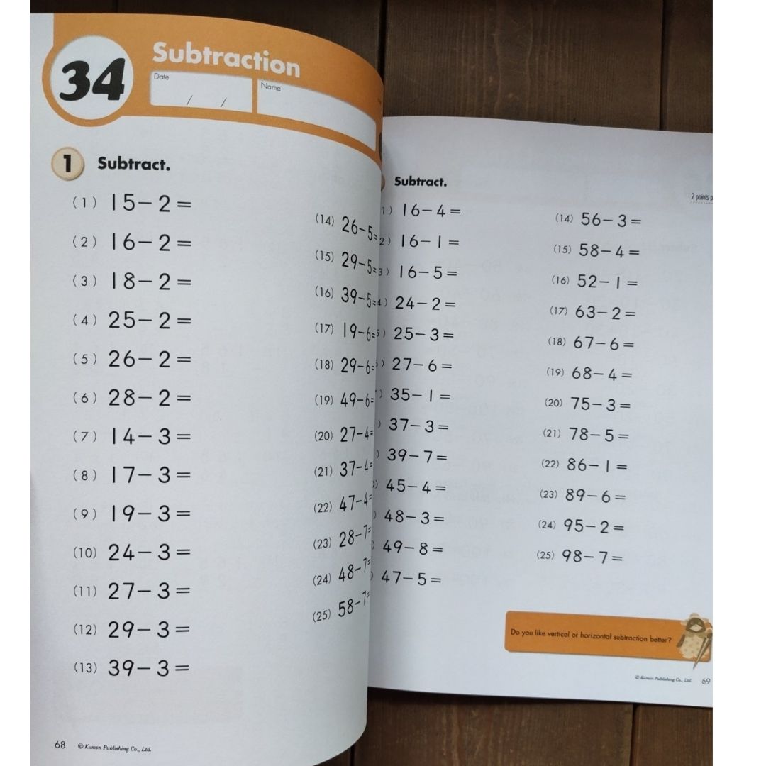 Kumon Math Workbooks for Grade 2 (2 books) Addition and Subtraction