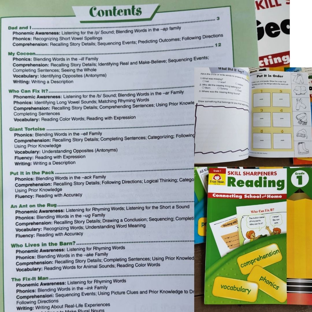 Evan Moor Skill Sharpener Workbooks (7 books) GRADE ONE