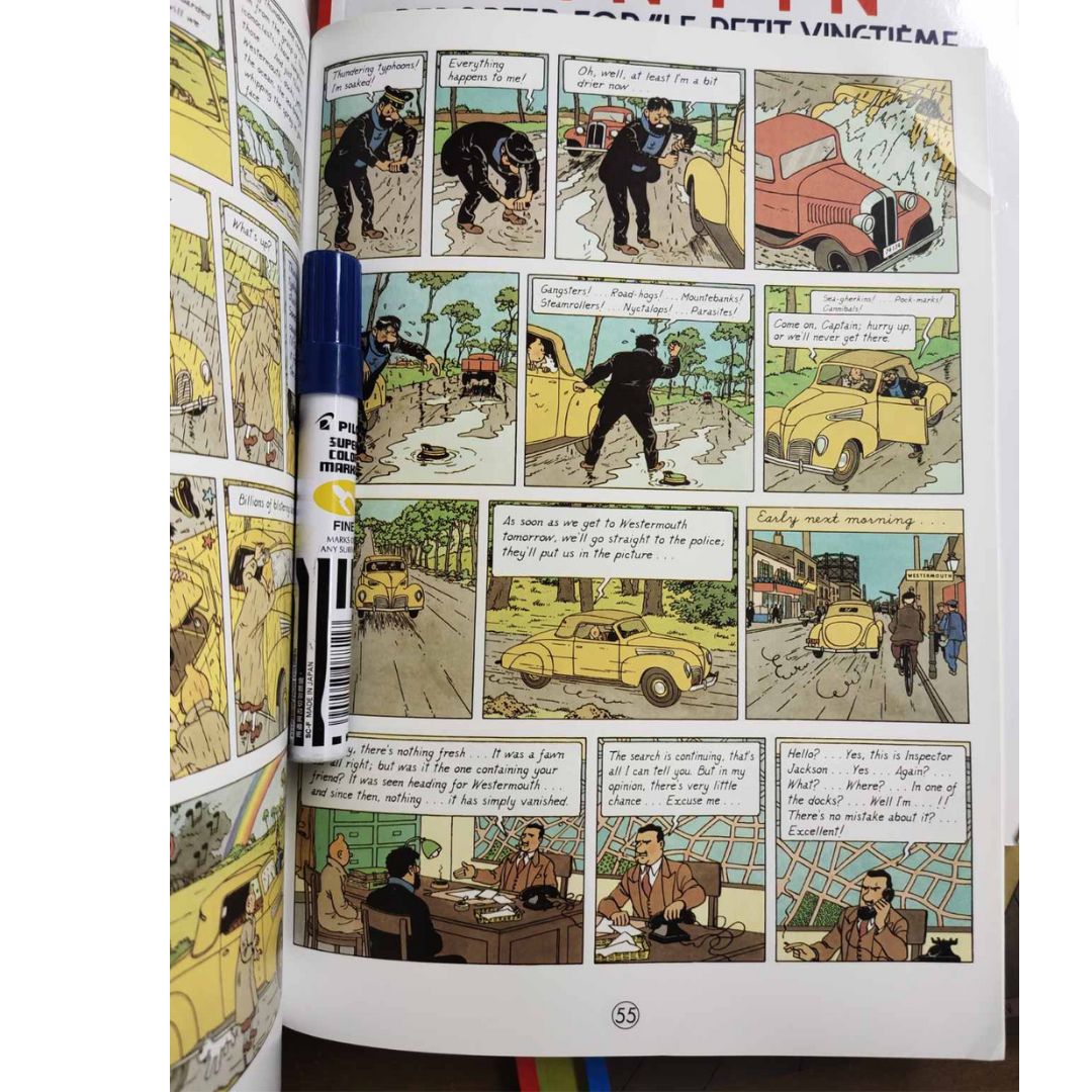 The Adventures of Tintin, 23 brand new softcover books, box set (BOX with slight DENTS, books no damage.)