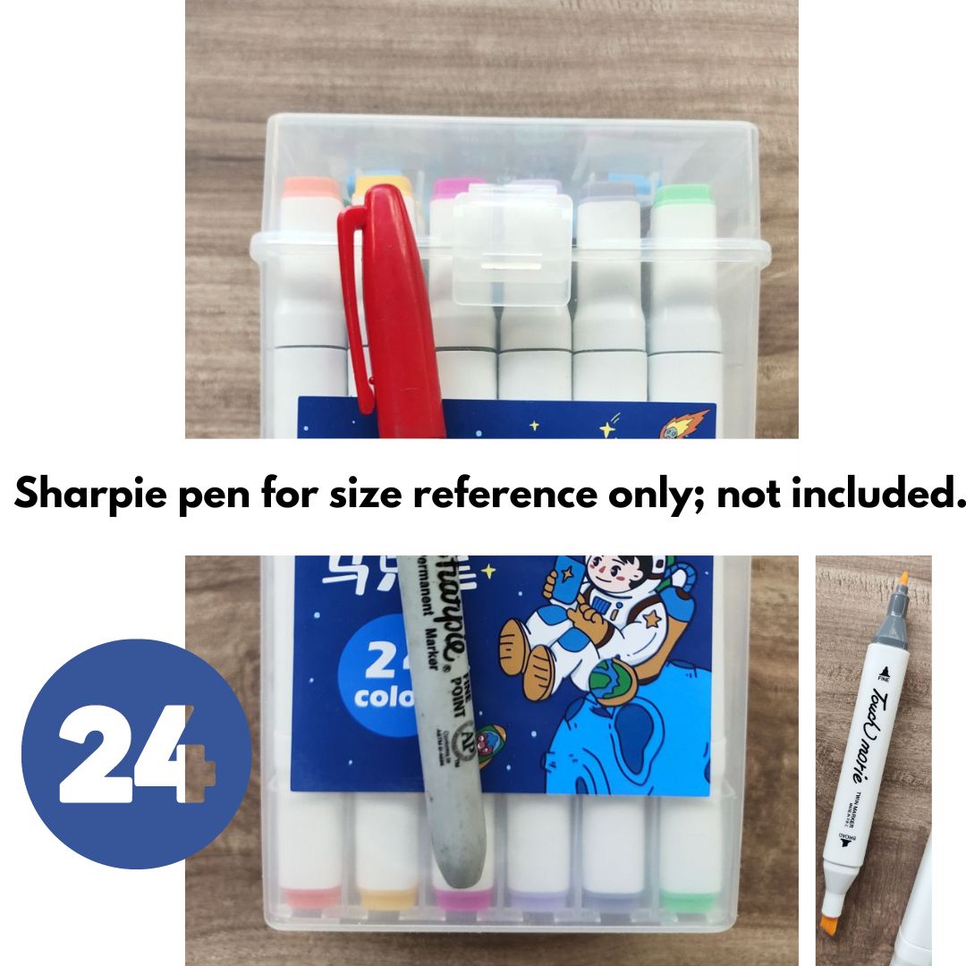 Markers 24 double-tip colored markers with casing